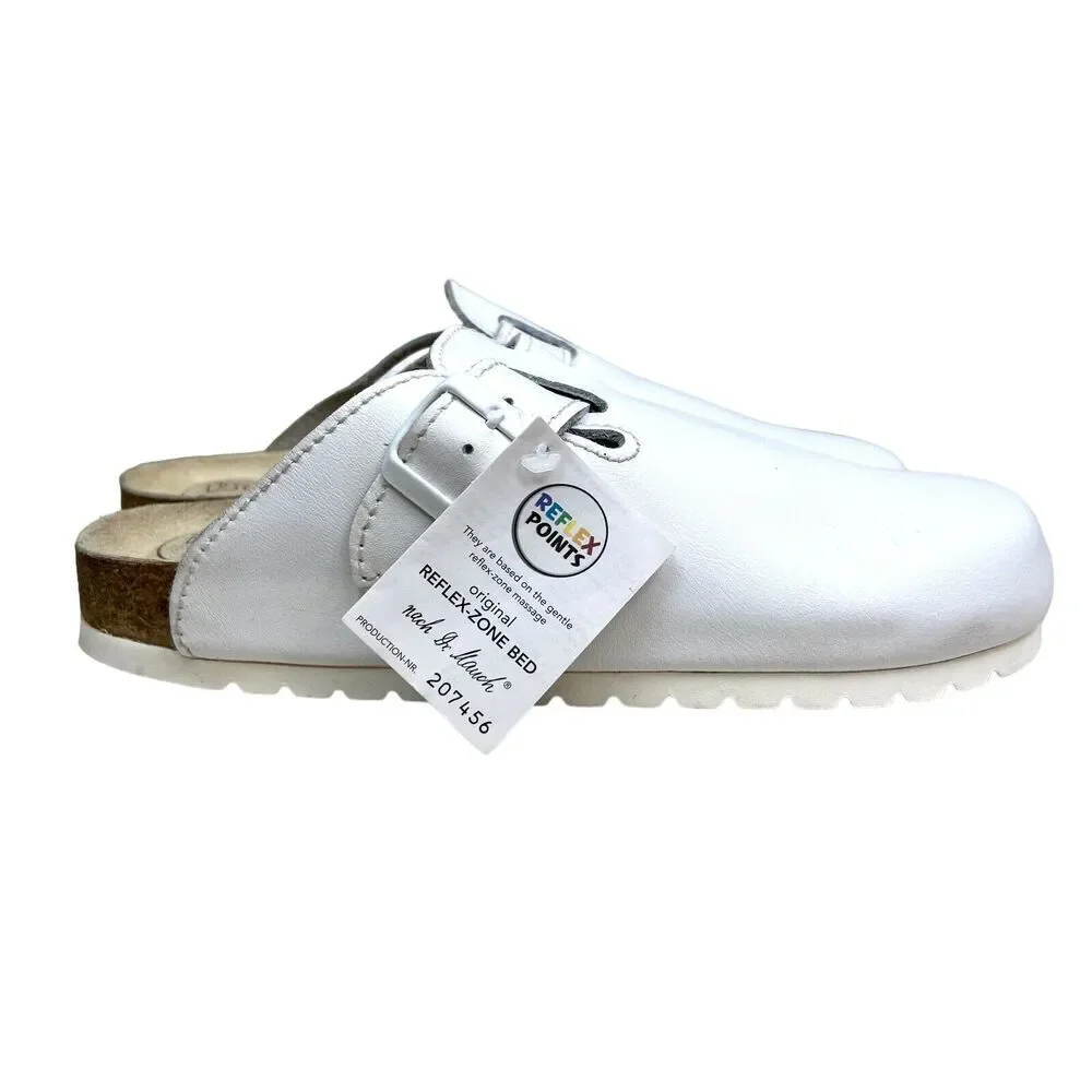 Dr Mauch Sandal Mule Slip On Reflex Five Zone Comfort White Leather‎ Men EUR 41